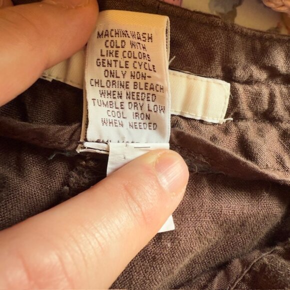 Womens 100% Linen Wide Leg Pants Size 6 Cropped Coastal Boho Beach Neutral - Picture 3 of 12